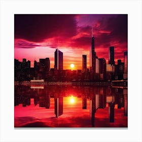 Sunset In New York City Canvas Print