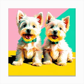 West Highland White Terrier Pups, This Contemporary art brings POP Art and Flat Vector Art Together, Colorful Art, Animal Art, Home Decor, Kids Room Decor, Puppy Bank - 162nd Canvas Print