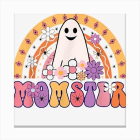 Retro Rainbow Groovy Halloween Spooky Ghost Momster Mom Ster Canvas Print