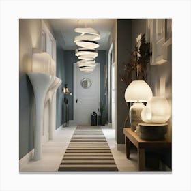 Hallway With Lamps Canvas Print