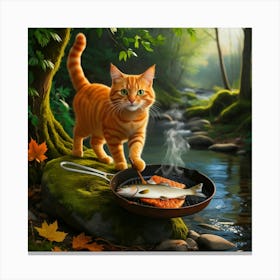 Leonardo Phoenix 09 A Vibrant Orange Tabby Cat With Bright Gre 1 Canvas Print