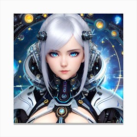 Surreal sci-fi anime cyborg limited edition 9/10 different characters White Haired Waifu Canvas Print