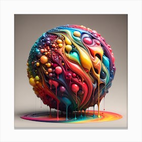 A Melted Ball With A Lot Of Colors Canvas Print