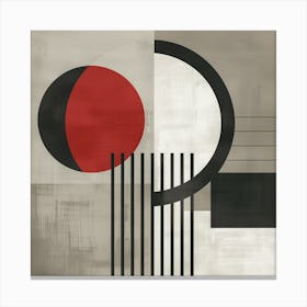 Abstract Geometry - Red Circle and Lines Canvas Print