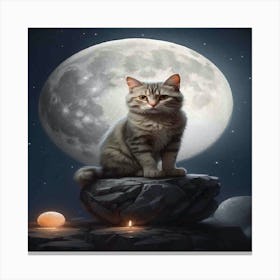 Cat In The Moonlight Canvas Print