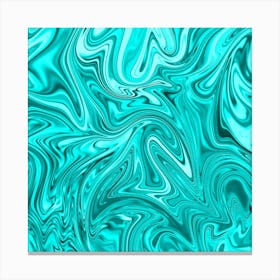 Cyan Liquid Marble Canvas Print