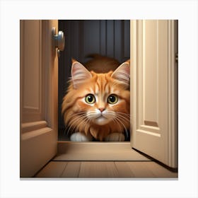 GATO ASOMANDOSE POR LA PUERTA Canvas Print