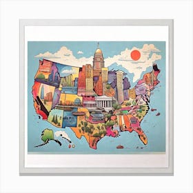 United States Map Print Canvas Print