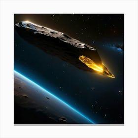 Yellow blue alien artifical asteroid floating in space 12 Canvas Print