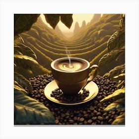 Coffee Cup In A Coffee Plantation Canvas Print