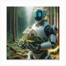 Robot In The Forest 2 Canvas Print