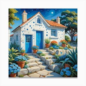 Blue Cottage 2 Canvas Print