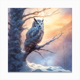 Owls view across the Snowy Winter Landscape Canvas Print