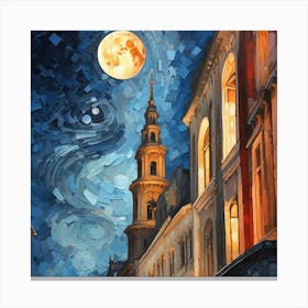 Moonlight In The City Canvas Print