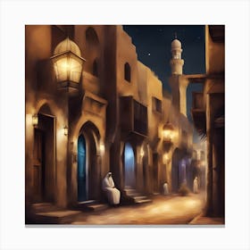 Arabic Street At Night 1 Canvas Print