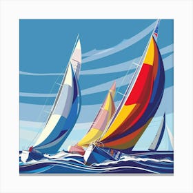 Sailboats In The Ocean 4 Canvas Print