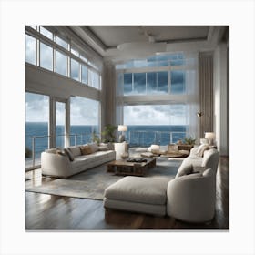 Living Room With Ocean View 2 Canvas Print