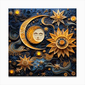 Moon And Stars 7 Canvas Print