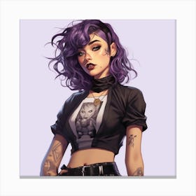 Girl With Purple Hair 1 Canvas Print