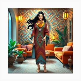 Arabic Woman In A Living Room 1 Leinwandbild