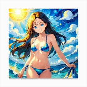 Anime Girl In Bikinihjbhj gj Canvas Print