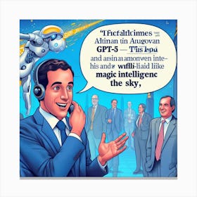 Man Talking To A Robot Canvas Print