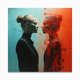 Sirtravisjon Images On A Wall With Two Female Silhouettes Of Di A48a1464 11e3 4ec4 99ad 0ab2d9281b44 Canvas Print