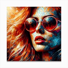 Woman In Sunglasses Mosaic 1 Canvas Print