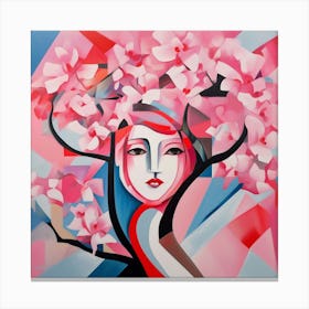 Cubism Art, Abstract sakura 1 Canvas Print