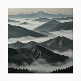 Foggy Mountain Range Canvas Print