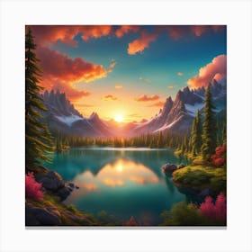 Sunset In The Mountains 2 Canvas Print