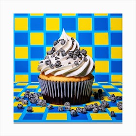 Cupcake Blue Checkerboard 4 Canvas Print