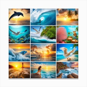 Collage Of Seascapes Canvas Print