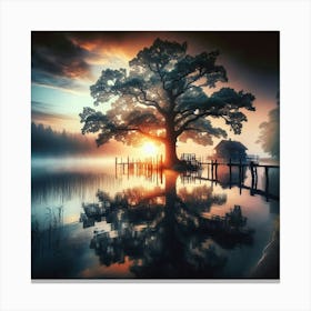 Tree In A Lake Canvas Print