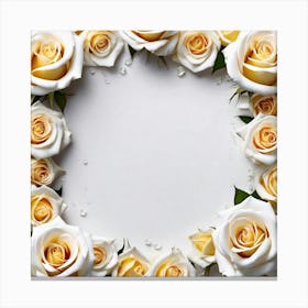 White And Yellow Roses Canvas Print