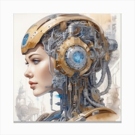 Girl With A Robot Head Canvas Print