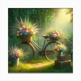 Flowers On A Bicycle 2 Canvas Print