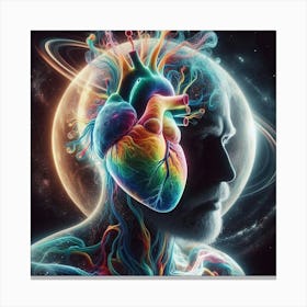 Man With Heart In Space Canvas Print