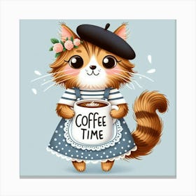 Coffee Time Cat Canvas Print
