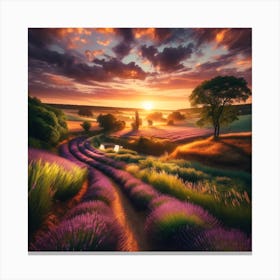 Lavender Fields At Sunset Canvas Print