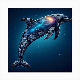 Dolphin In The Galaxy Canvas Print