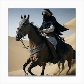 Man Riding A Horse In The Desert Canvas Print