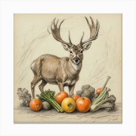 Deer With Vegetables 1 Canvas Print