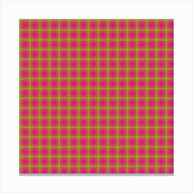 Pink And Yellow Checkered Fabric Canvas Print