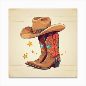 Cowboy Boots And Hat Canvas Print