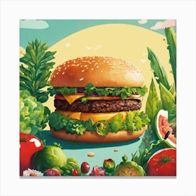 Burger With Vegetables Canvas Print