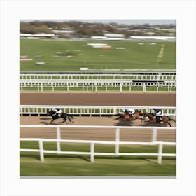 Horses Racing At The Racecourse Canvas Print