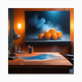 Oranges On A Table Canvas Print