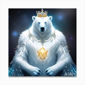 Polar Bear With Crown Canvas Print