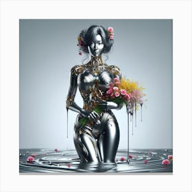 Robot Woman In Water Canvas Print